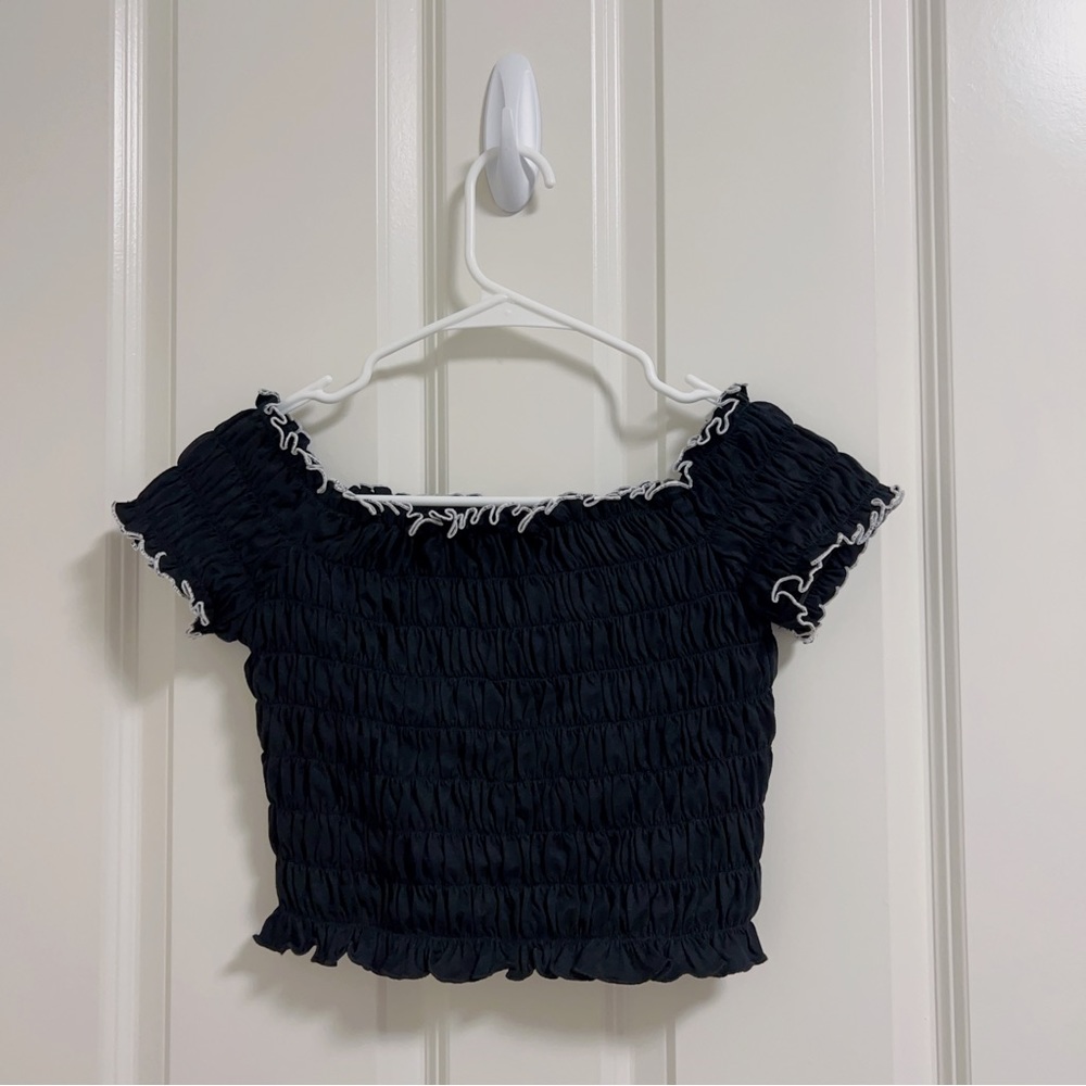 Urban Revivo One Shoulder Top Black and White